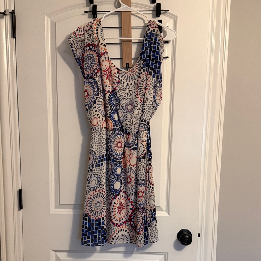 Geometric Patterned Dress - Blue and Red